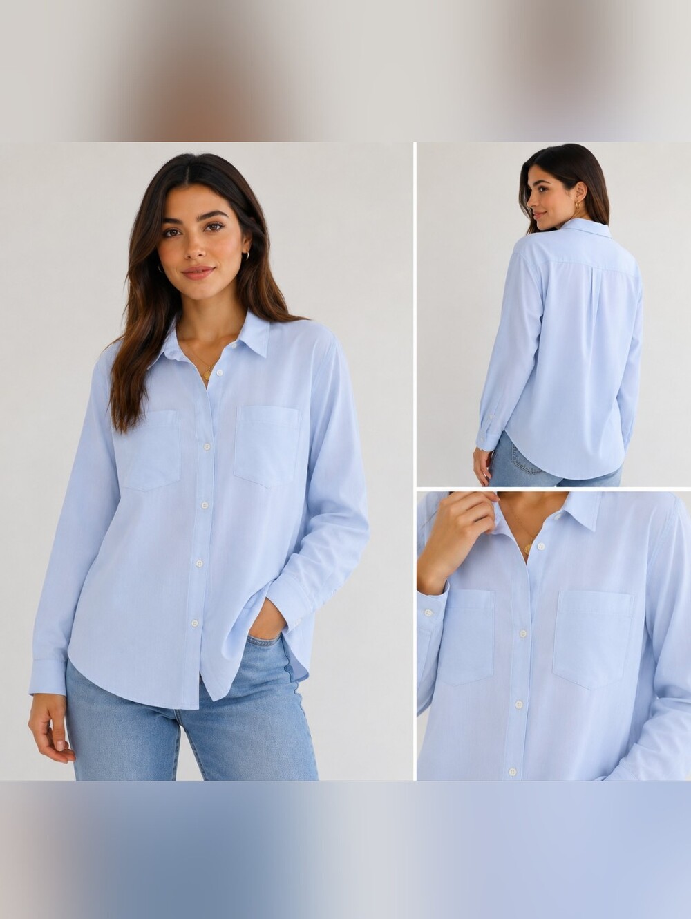 Japna Light Blue Striped Button Down Shirt XL
